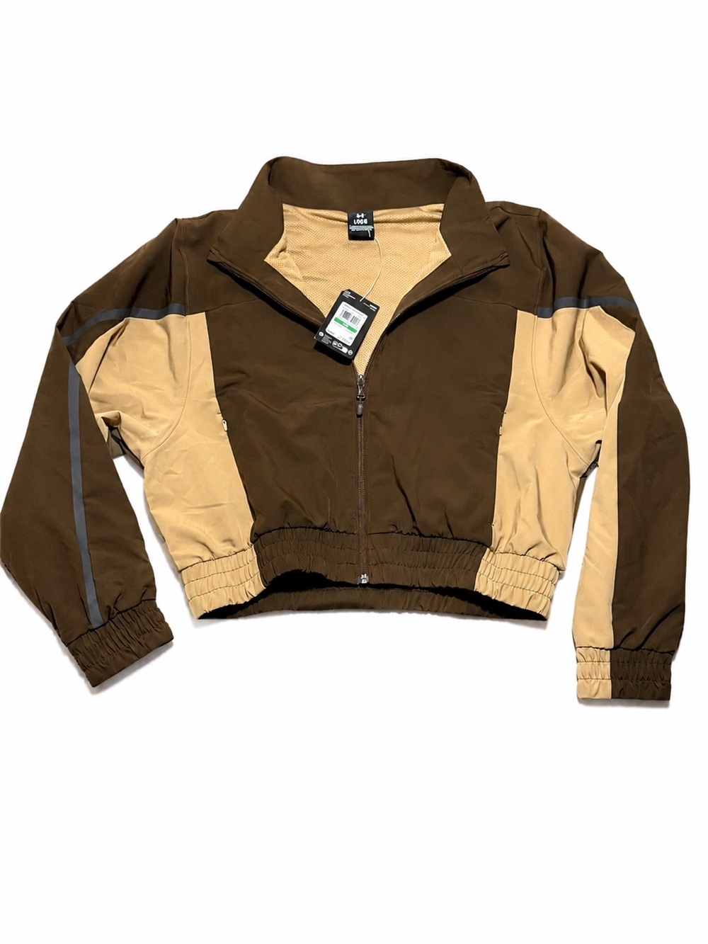 NWT Under Armour Unstoppable Crop Jacket Brown Tan Women’s Large $110